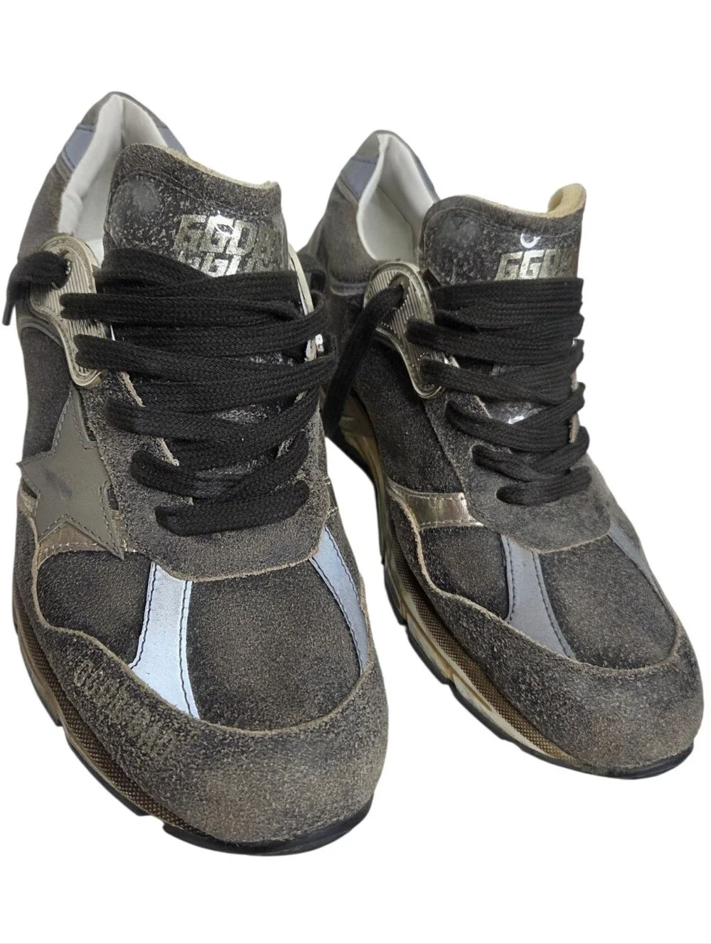 GOLDEN GOOSE DAD-STAR Metallic Gray Sneaker